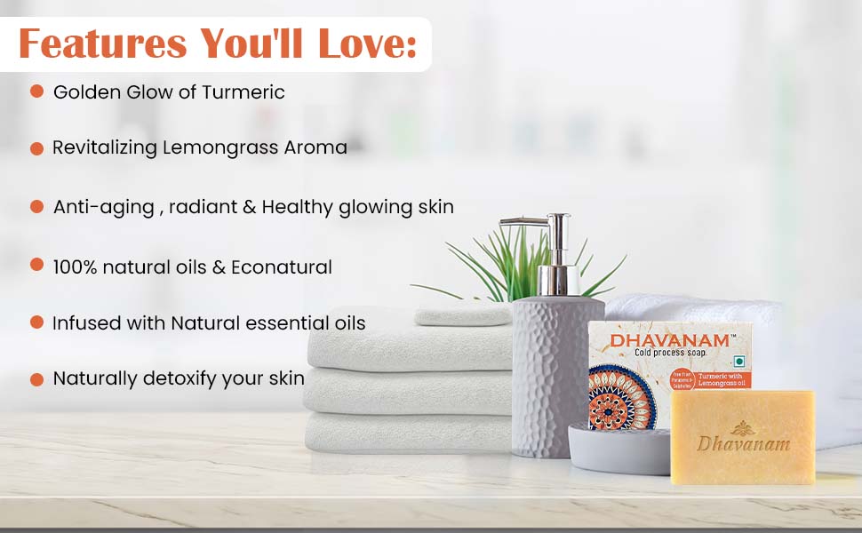 Dhavanam Turmeric Glow Soap (Brightening & Healing Formula) - Pack of 3
