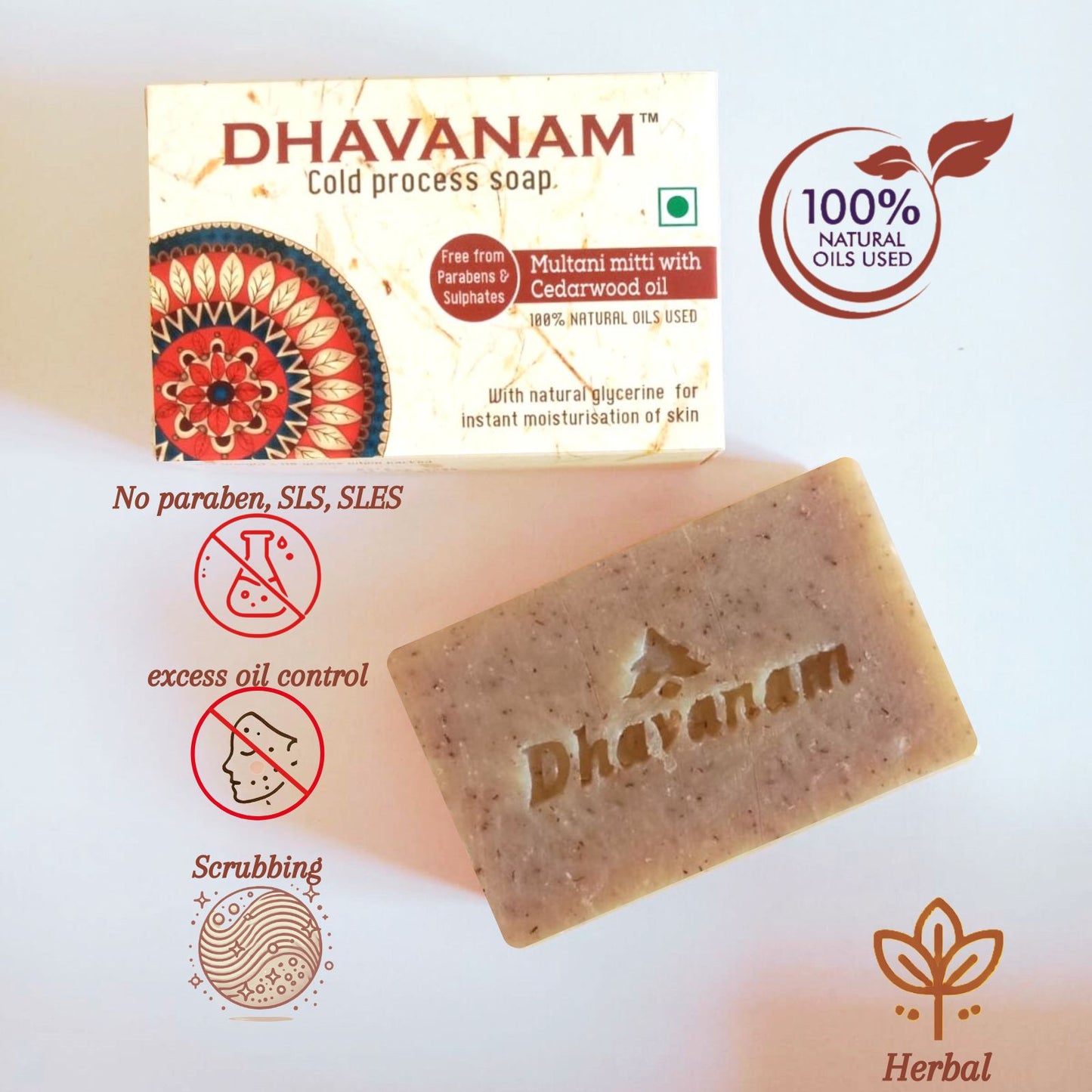 Dhavanam Natural Soap Combo – Goat Milk, Multani Mitti & Neem (Pack of 3)