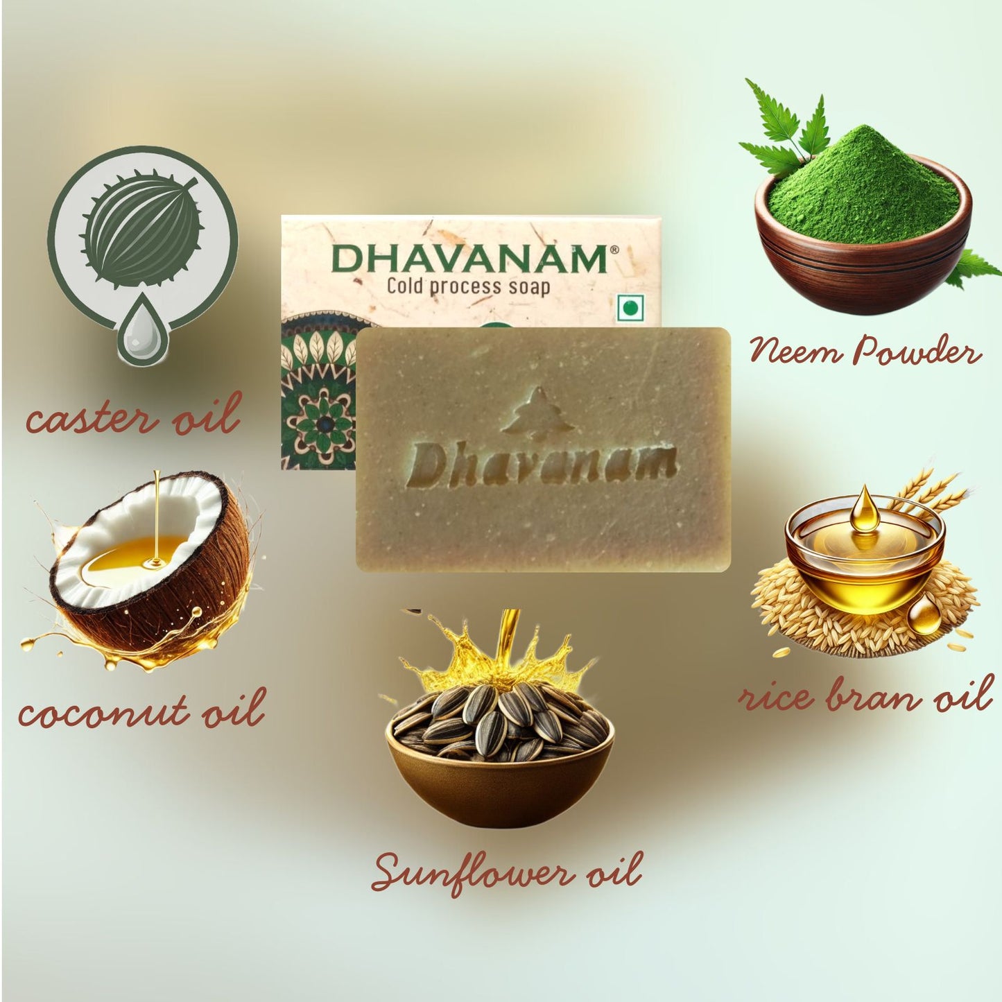 Dhavanam Natural Soap Combo – Goat Milk, Multani Mitti & Neem (Pack of 3)