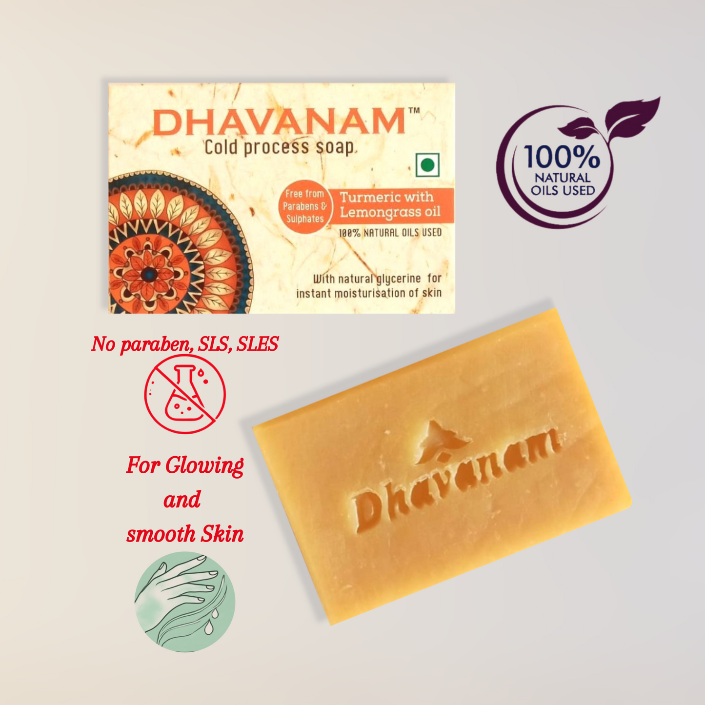 Dhavanam Soaps Combo Pack of 3- Goat milk,  Multani mitti and Turmeric