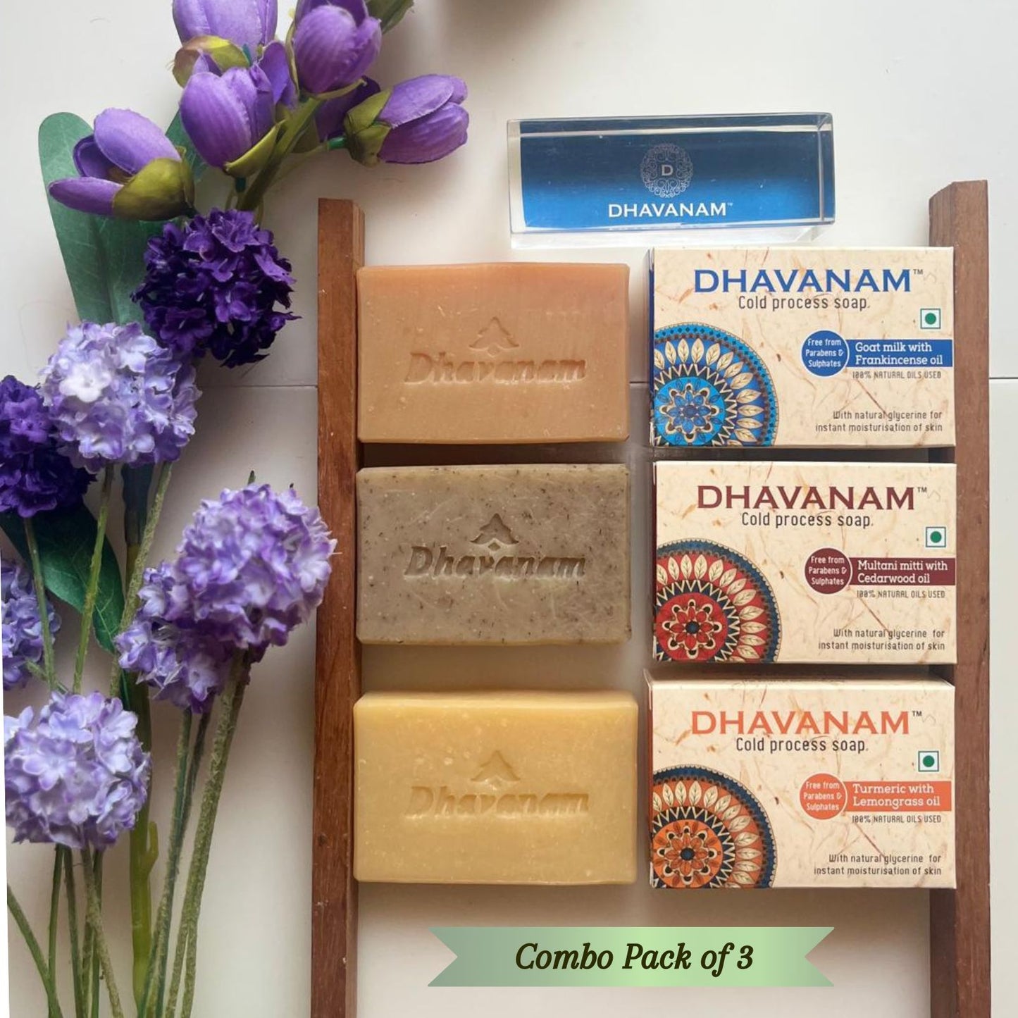 Dhavanam Soaps Combo Pack of 3- Goat milk,  Multani mitti and Turmeric