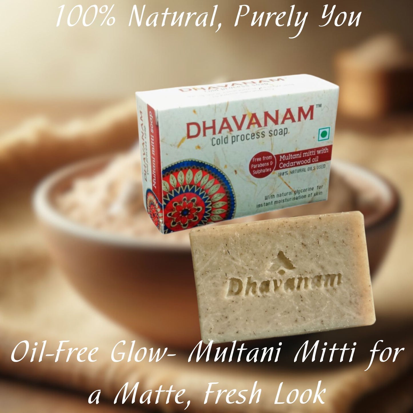 Dhavanam Multani Mitti Detox Soap (Oil Control & Skin Purification) Pack of 3