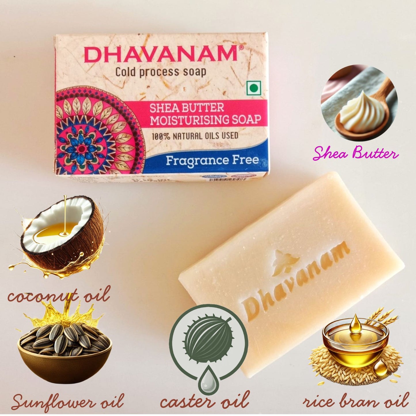Fragrance Free Shea Butter Moisturising Soap – For Soft Skin (pack of3)