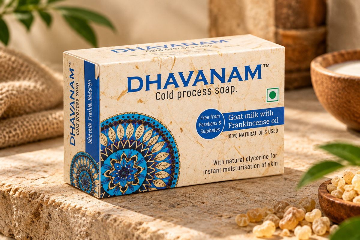 Dhavanam Gentle Hydration Soap (with Goat Milk & Coconut Oil) - pack of 3