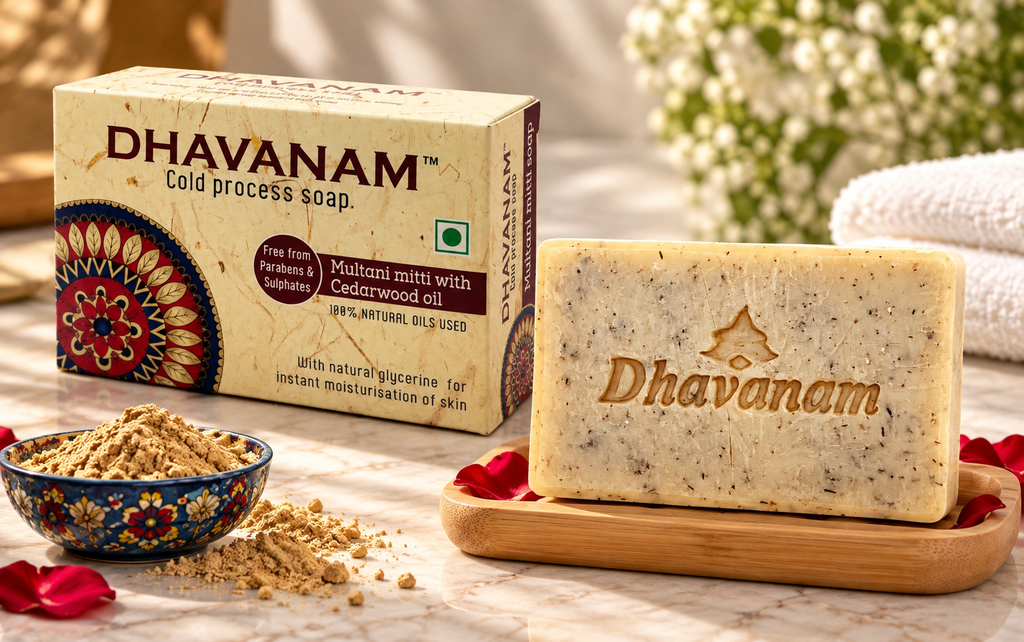 Dhavanam Natural Multani Mitti Soap (Refreshing Clay Cleanser) – Pack of 3
